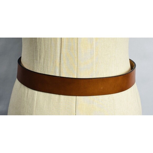 Levi's Womens Full Grain Cowhide Brown Leather Belt Size L 30-36 Silver USA - Picture 3 of 5
